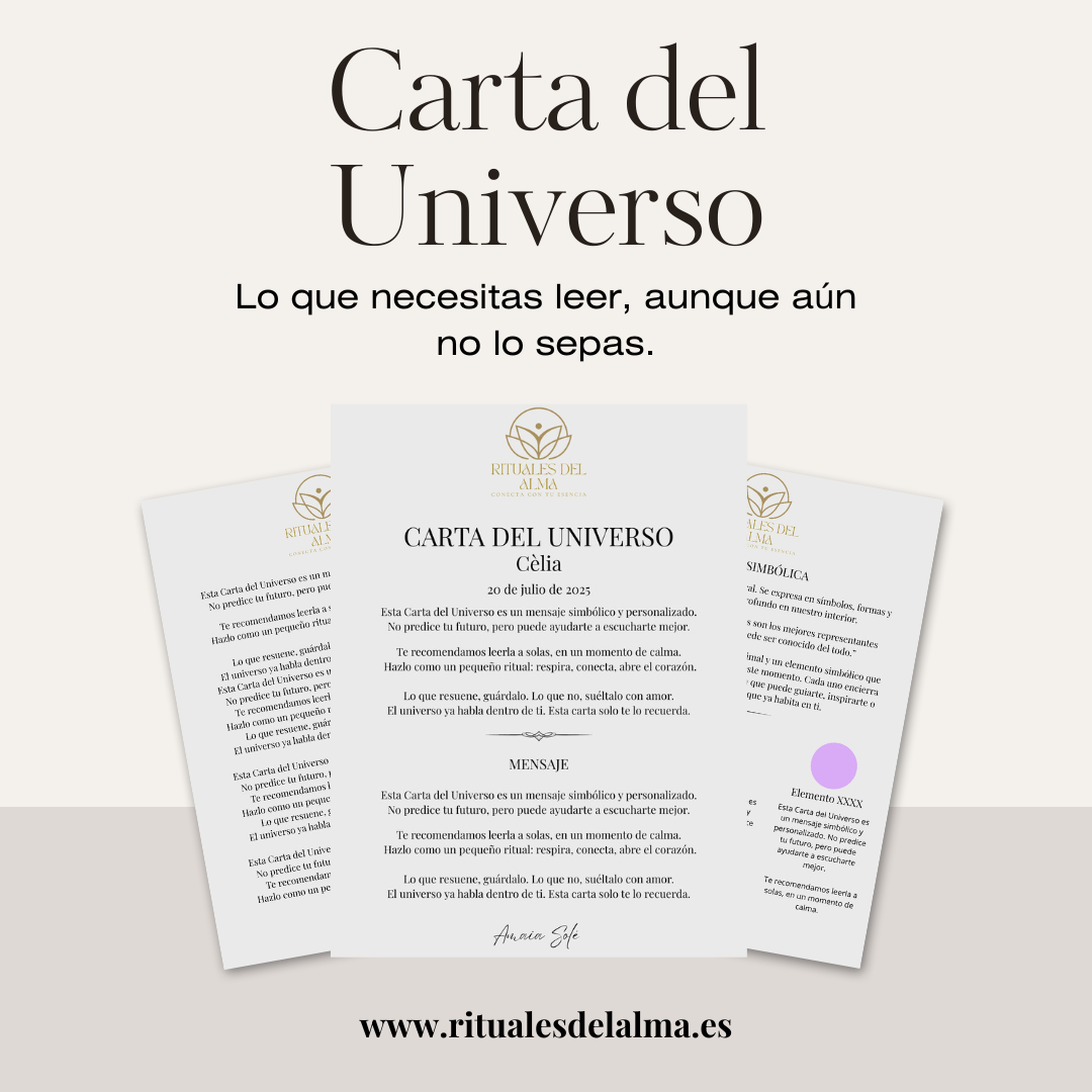 Mockup de la Carta del Universo personalizada con mensaje simbólico, en formato digital PDF