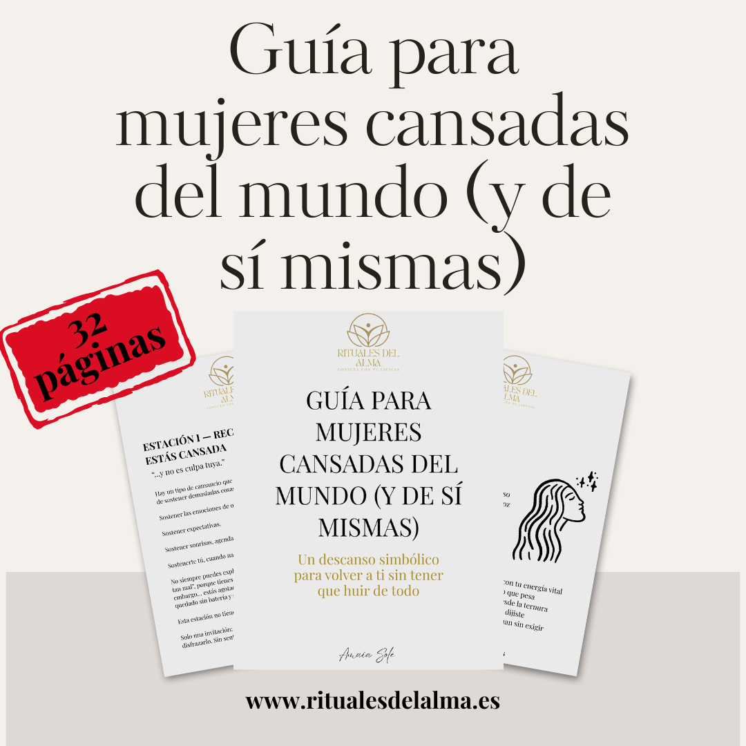 Portada de la Guía para mujeres cansadas del mundo, un PDF para sanar el agotamiento emocional y reconectar con una misma