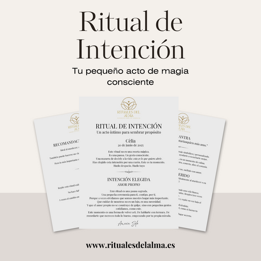 Imagen del ritual de intención personalizado en PDF con símbolo, guía práctica y mantra inspirador